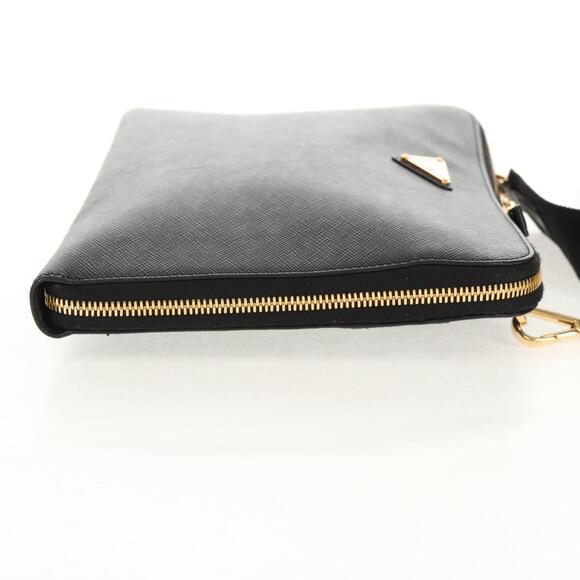 PRADA Shoulder Bag Safiano leather Black Gold Auth am10022V - Picture 4 of 16